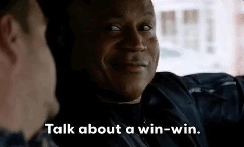 gif with a caption "Talk about a win-win"